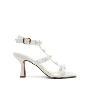 White Studded Heeled Sandals