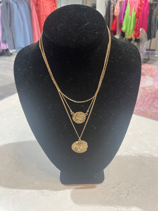 Gold stacked coin necklace