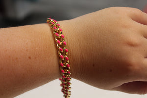 Savannah Gold Bracelet in Hot Pink