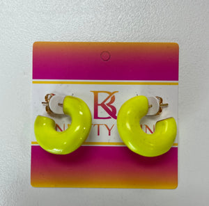 Knotty Bling Neon Yellow Hoops