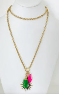 Knotty Bling Pink Peace Multi Charm Necklace