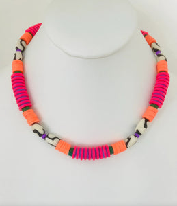 KNOTTY BLING Short Neon Heishi Necklace