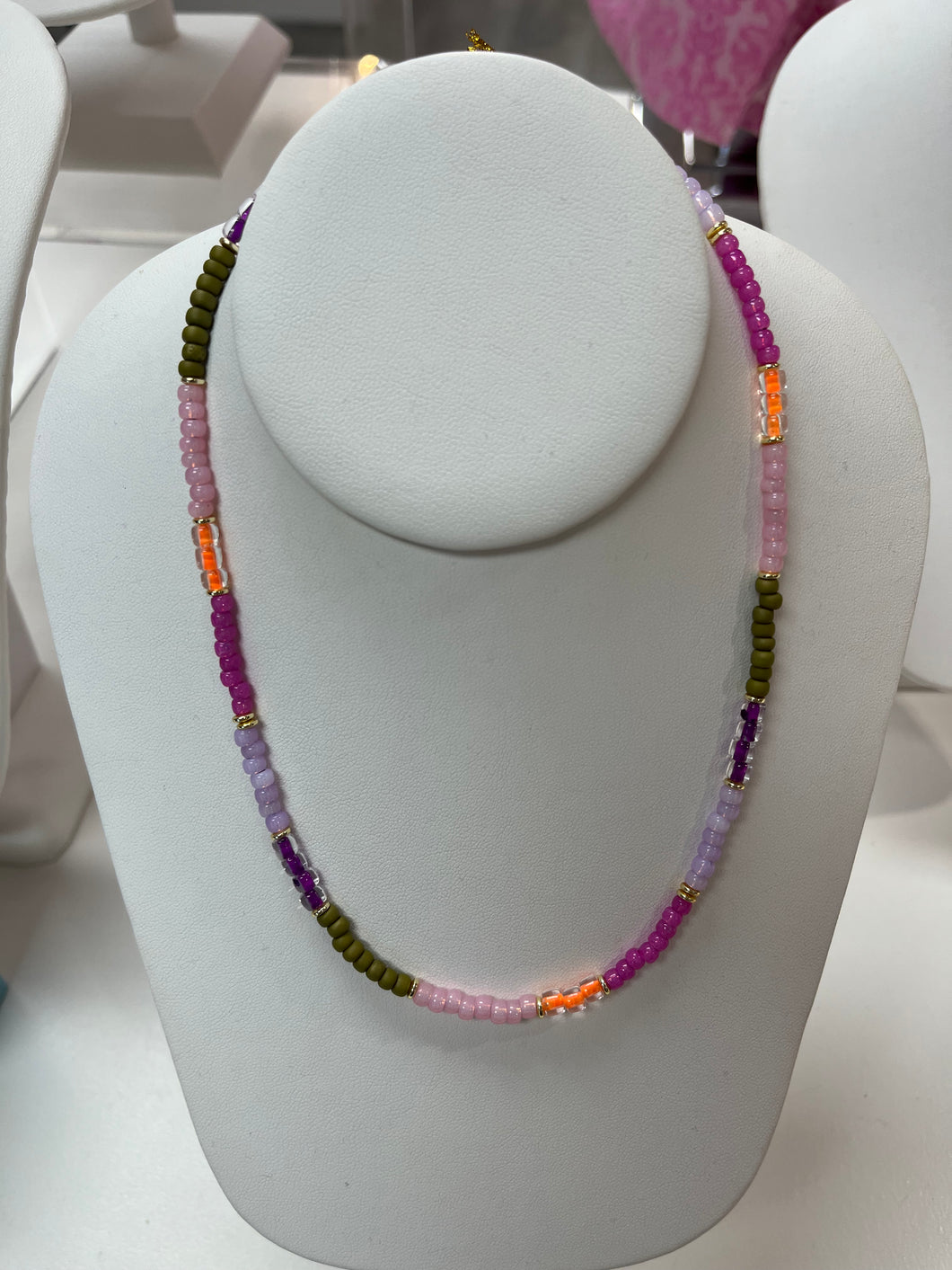Knotty Bling Neon with Olive Green