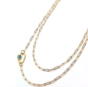 Pave Clasp Gold Chain Necklace
