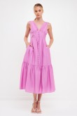 Endless Rose Front Button Dress With Back Bow