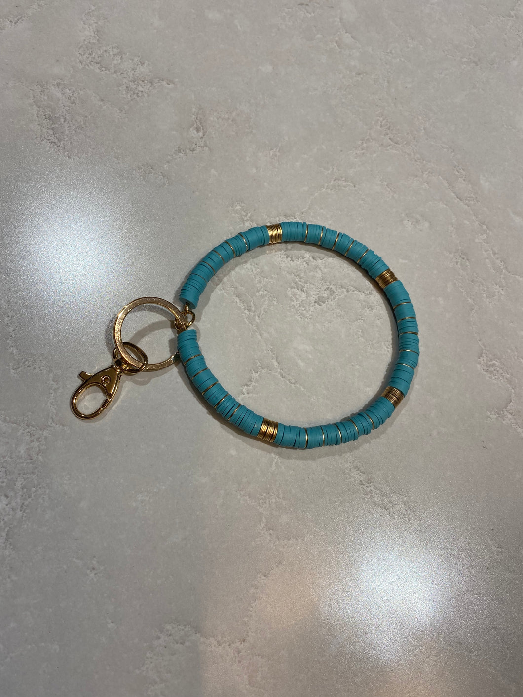 Rubber And Metal Bead KeyRing Bracelet