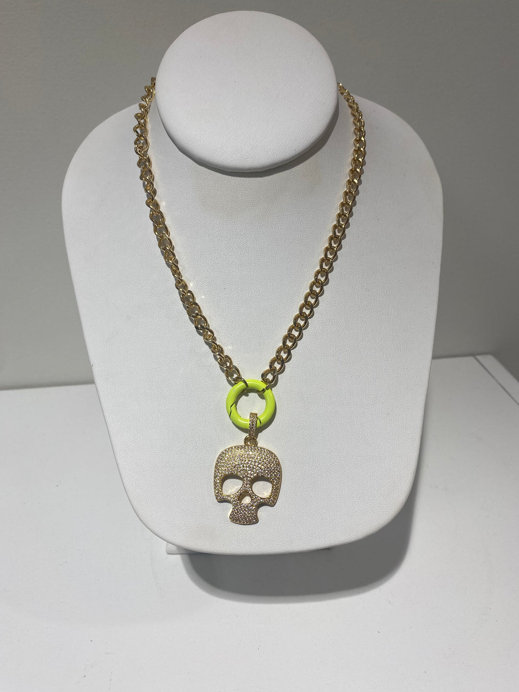 Park’s Jewelry Lime Skull Necklace